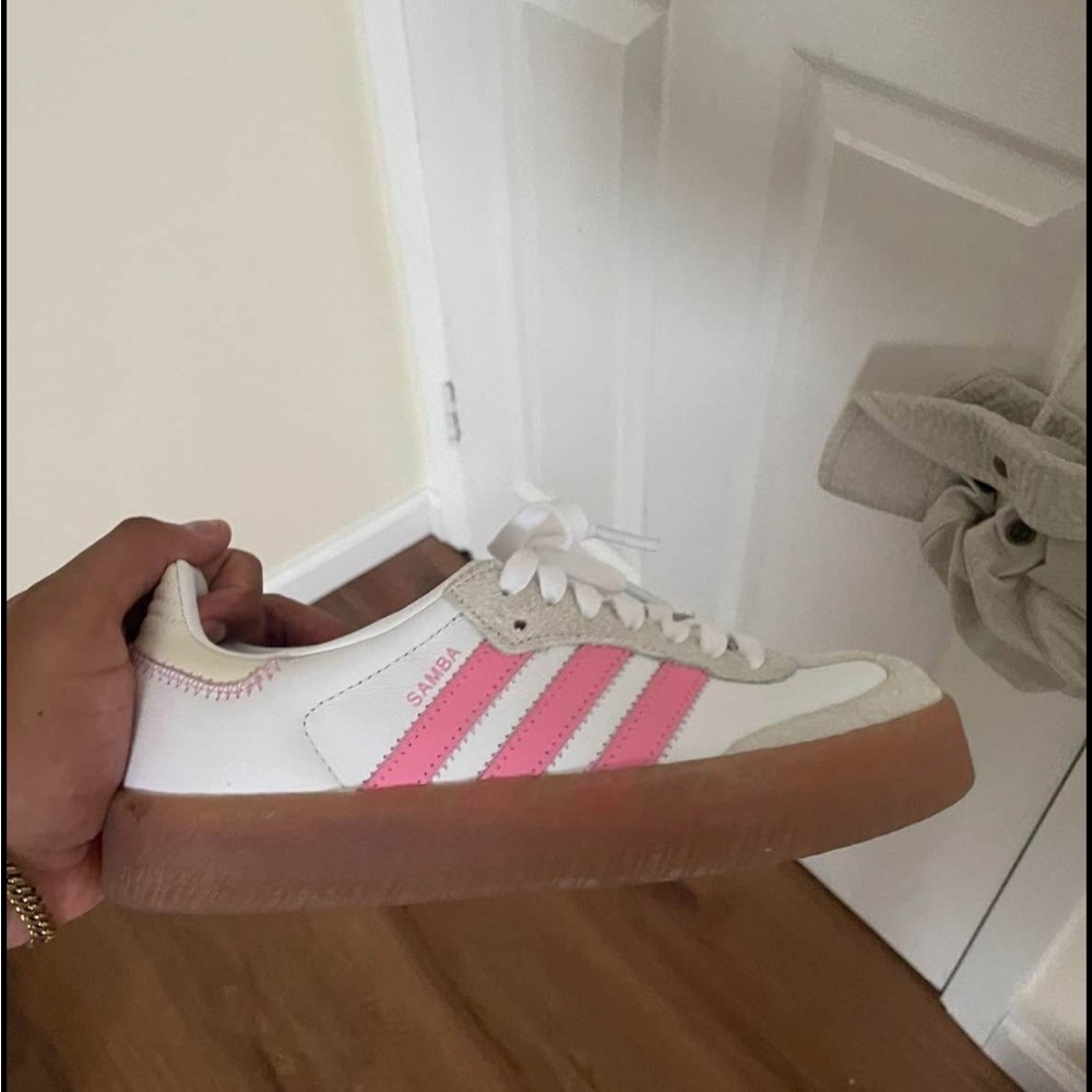 Adidas Pink and White Retro Sneakers
